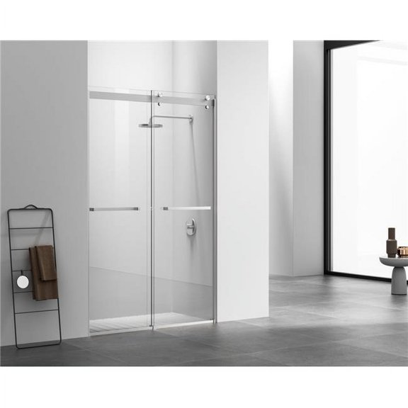 48 x 76 in. Darwin Frameless Shower Door, Brushed Nickel