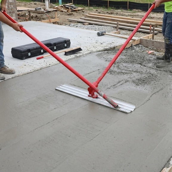 48' x 8' Bull Float Tools Kit, Aluminum Magnesium Alloy Concrete Finishing Tool with 1.8m Rods & Portable Plastic Storage Box for Construction