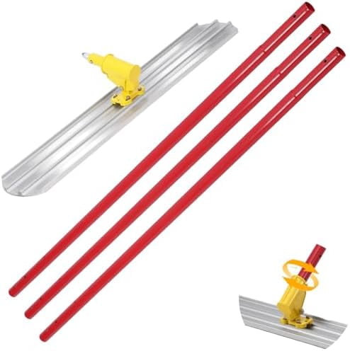 48" X 8" Magnesium Alloy Concrete Bull Float Kit – Adjustable Bracket, 4 Extendable Poles, Heavy-Duty Cement Finishing Trowel For Driveways & Slabs