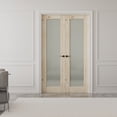thumbnail image 1 of 48" x 80" 1-Lite Frosted Glass Primed French Doors White Pine Double Doors With Hardware / Handle for Bathroom, 1 of 9
