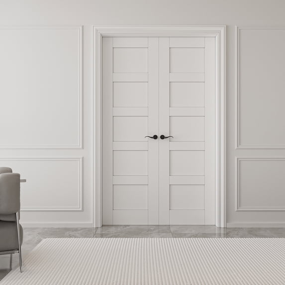 48" x 80" Paneled Prehung Interior French Doors Solid Manufacture Wood Double Door With Hardware Kit / Handles