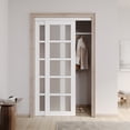 thumbnail image 1 of 48" x 80" White Primed 5-Lite Tempered Frosted Glass Sliding Door With Hardware Kit, 1 of 8