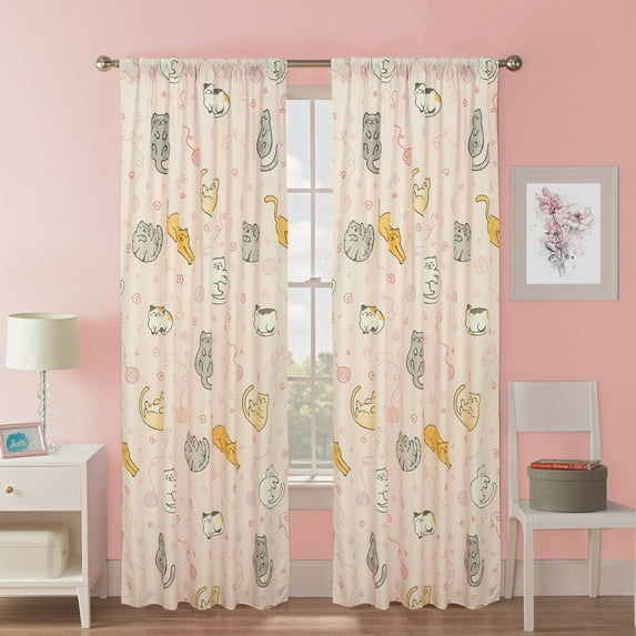48" x 84" Sleepy Cats Window Curtain Panel Drapes Pair for kids’ bedroom