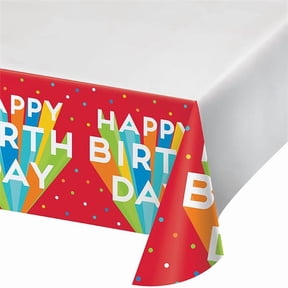 48 x 88 in. Happy Birthday Bash Plastic Tablecover, Multi Color