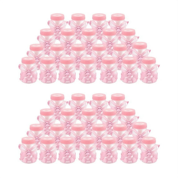 48 x Baby Bottle Mini Baby Bottle 4X9cm Rhinestone Pink Bear Gift Favor Baby Girl Baby Baptism