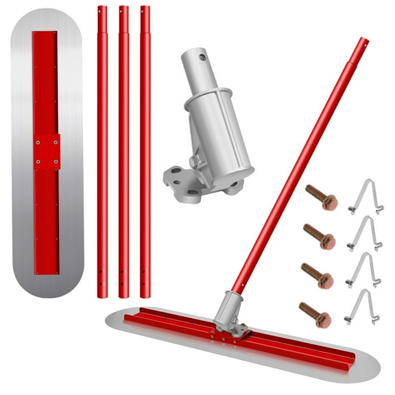 48''x12'' Adjustable Bull Float Concrete Tools,Round End Stainless Steel Concrete Bull Float with 4 Combinable Handles,Bull Float Bracket Concrete Tools for Concrete Finishing