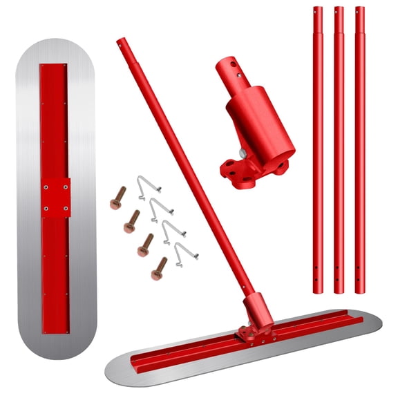 48''x12'' Bull Float Kit, Concrete Finishing Tools with 4 Handles. Durable, Ideal for Smooth Leveling and Surface Finishing. (Silver)