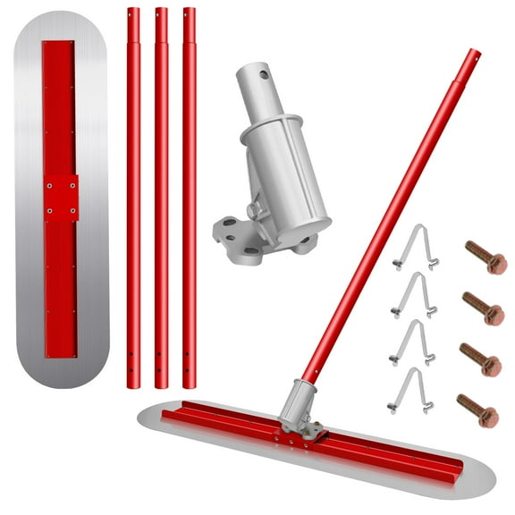 48"x12" Concrete Bull Float Tool, Round End Stainless Steel Concrete Float Tool Cement Tool with 4 Combinable Handles, Concrete Kit Bull Float for Concrete Leveling & Finishing