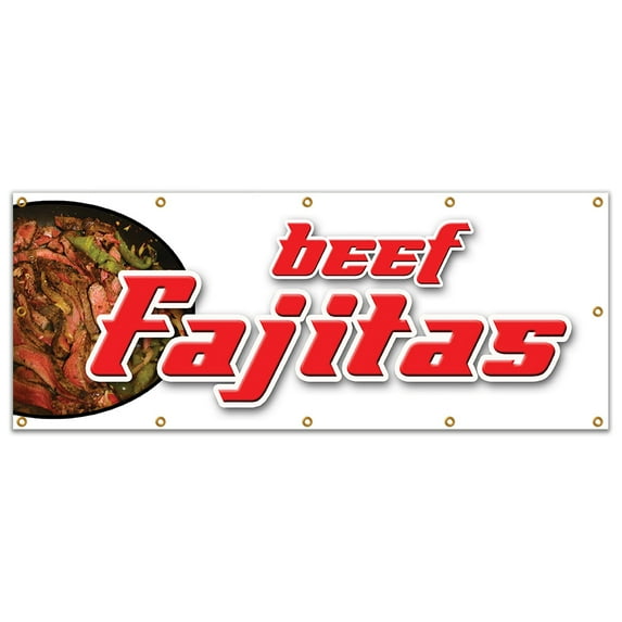 48"x120" BEEF FAJITAS BANNER SIGN chicken steak mexican food tortillas salsa