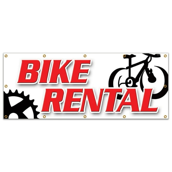 48"x120" BIKE RENTAL BANNER SIGN bicycle shop repair rent scooter cycle