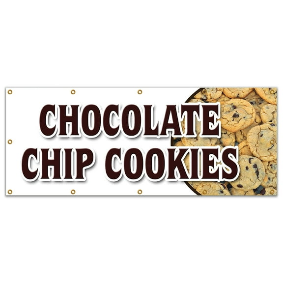 48"x120" CHOCOLATE CHIP COOKIES BANNER SIGN fresh baked bakery big huge warm