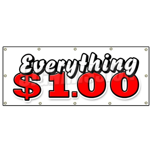 48"x120" EVERYTHING 1 DOLLAR BANNER SIGN one huge sale store shop dollar