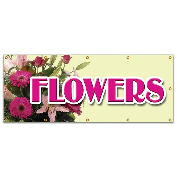 48"x120" FLOWERS BANNER SIGN floral flower shop signs florist roses tulips gifts