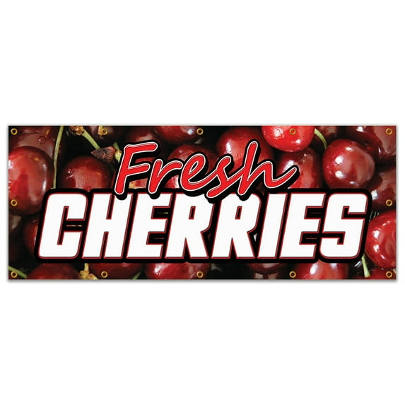 48"x120" FRESH CHERRIES BANNER SIGN cherry fresh fruit produce farmers market