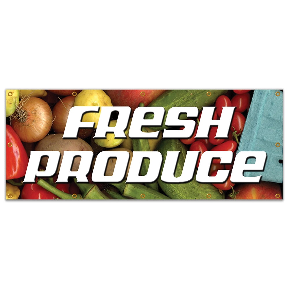 48"x120" FRESH PRODUCE BANNER SIGN stand farmers market signs fruit