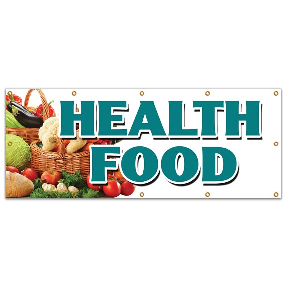 48"x120" HEALTH FOOD BANNER SIGN vegetarian vegan organic gmo produce healthy