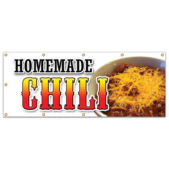 48"x120" HOMEMADE CHILI BANNER SIGN bread bowl texas beans beef chicken vegan