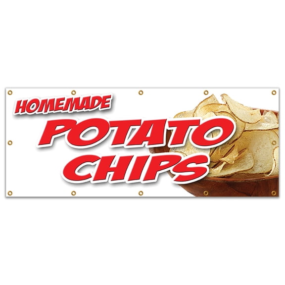 48"x120" HOMEMADE POTATO CHIPS BANNER SIGN kettle bar b que fresh made warm