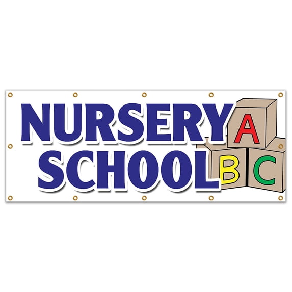 48"x120" NURSERY SCHOOL BANNER SIGN licensed accredited kindergarten day care