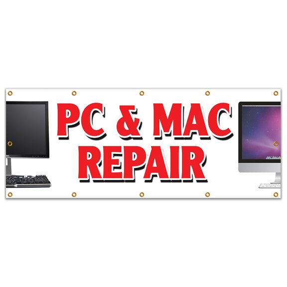 48"x120" PC & MAC REPAIR BANNER SIGN computers laptop smartphone netbooks PC's