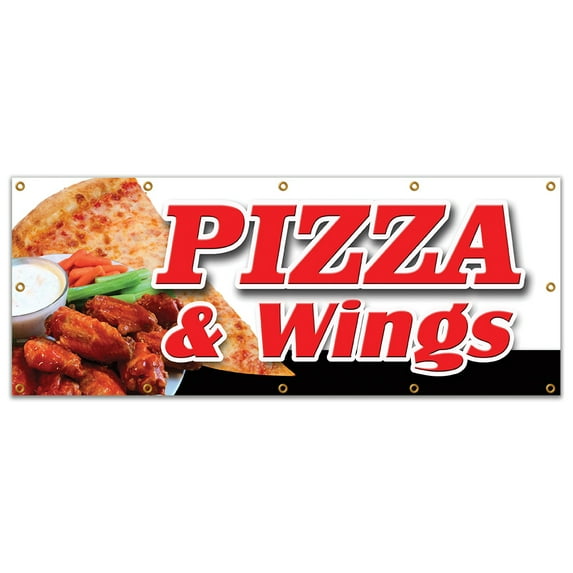 48"x120" PIZZA & WINGS BANNER SIGN brick oven new york chicago italian spicy