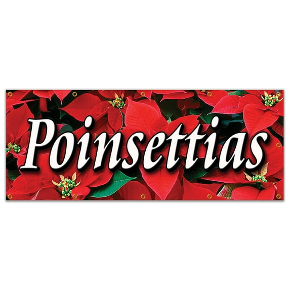 48"x120" POINSETTIAS BANNER SIGN christmas xmas x-mas plants flowers holiday