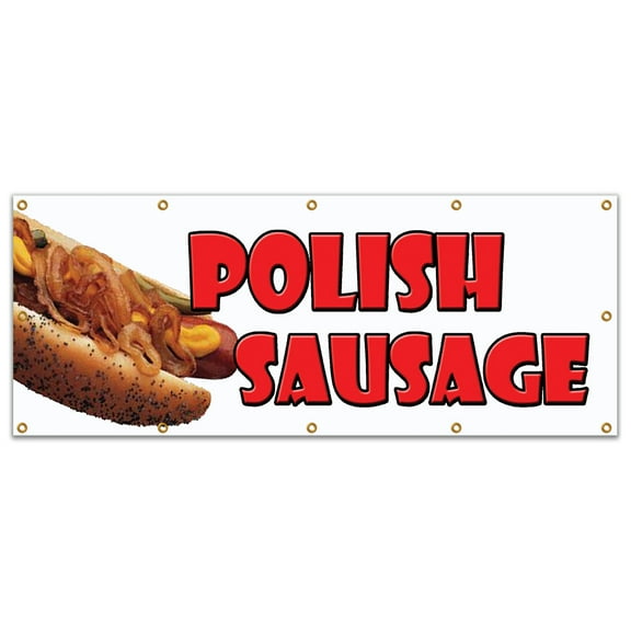 48"x120" POLISH SAUSAGE BANNER SIGN sandwich concession sign