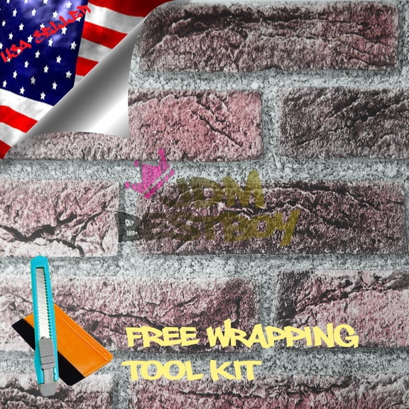 48"x120" Red Brick Stone Textured Vinyl Background Wall Sticker Wallpaper BIR04