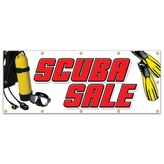 48"x120" SCUBA SALE BANNER SIGN  diving shop equipment diver tank rental filled