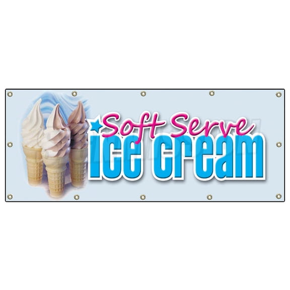 48"x120" SOFT SERVE ICE CREAM BANNER SIGN shop parlor signs cones sundae