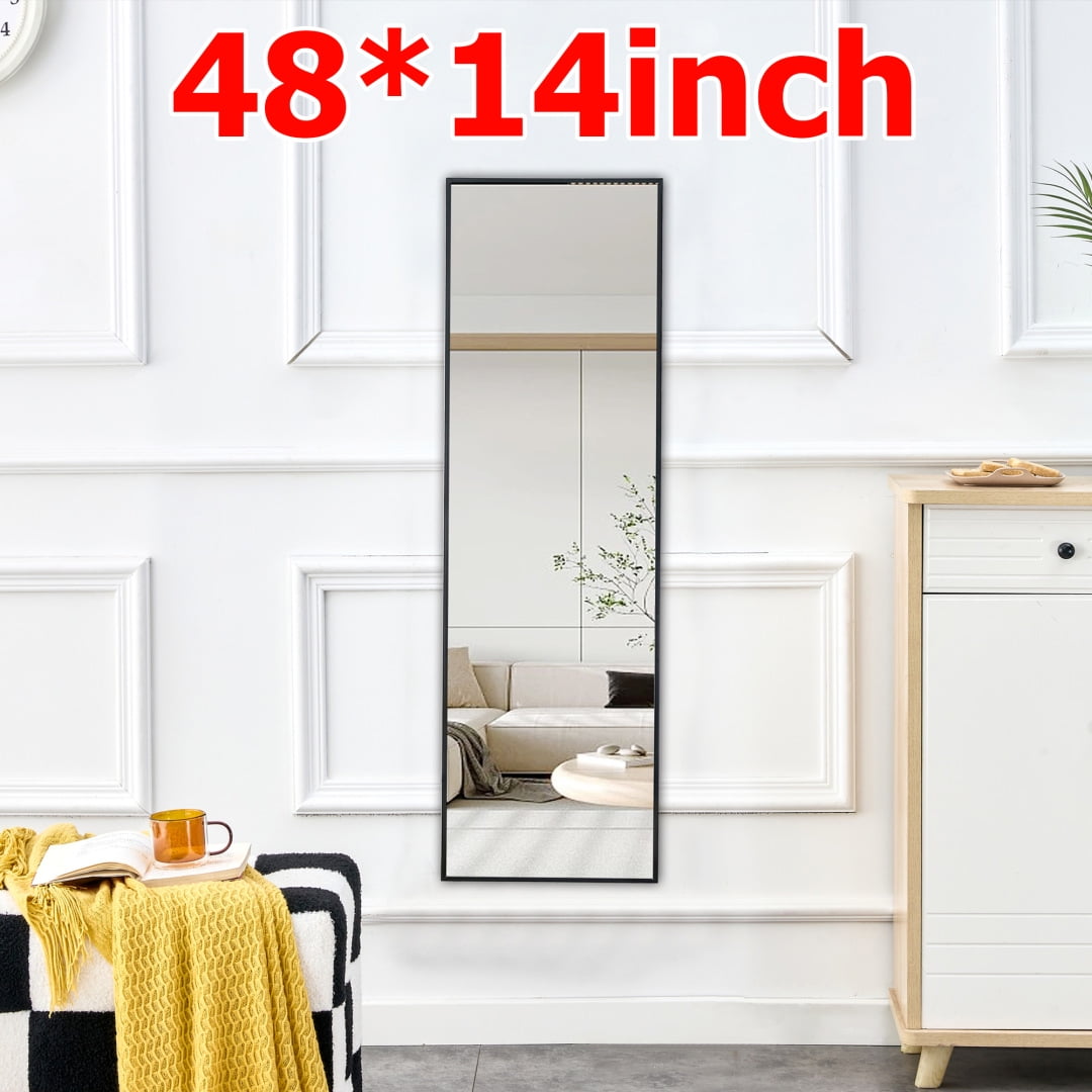 48"x14'' Full Length Mirror with Stand, Adjustable Angle, Metal Frame