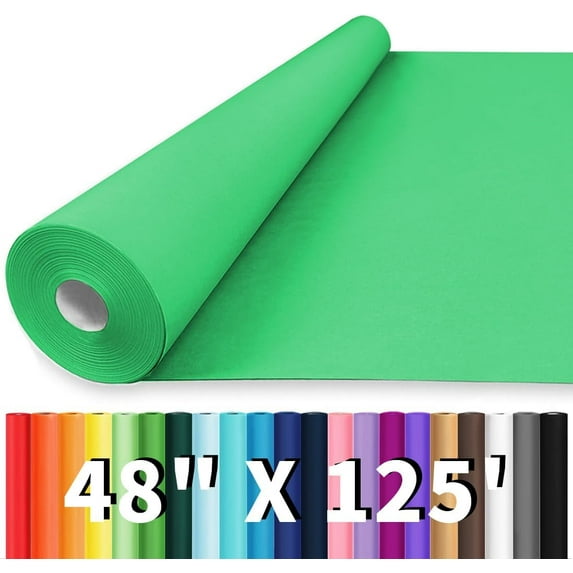 48"x1500"(125') Green Wrapping Paper, Solid Color Art Kraft Craft Paper for Christmas/Birthday Gift Wrapping, Bouquet Flower Crafts Packing Poster Bulletin Board Paper