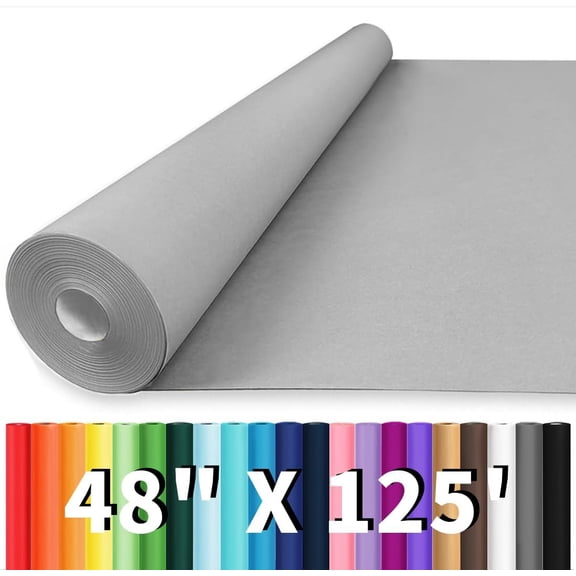 48"x1500"(125') Grey Wrapping Paper, Birthday Wrapping Paper, Solid Color Art Kraft Craft Paper for Gift Wrapping, Birthday, Bouquet Flower Crafts Packing Poster Bulletin Board Paper
