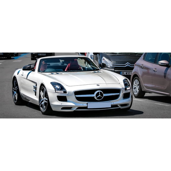 48"x24" Photographic Print Poster Mercedes Benz Sls Roadster Car Public Show Style