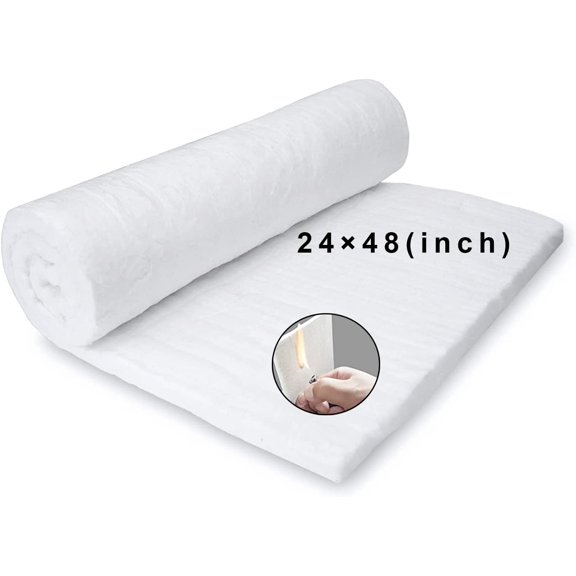 48"x24" x1" (Thick) Ceramic Fiber Blanket Fireproof Insulation Baffle Rated to 2400F, High-Temperature Resistance for Oven Stoves, Kilns,Forges