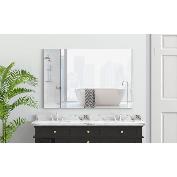 48"x32" Oversized Modern Rectangle Bathroom Mirror with White Frame Decorative Large Wall Mirrors for Bathroom Living Room Bedroom Vertical or Horizontal Wall Mounted mirror with Aluminum Frame