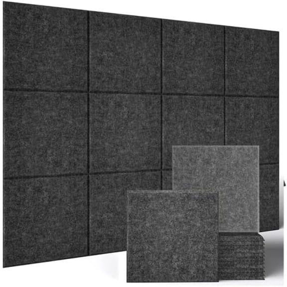 48"x36" Modular Felt Wall Panels - 12 Pack Recycled Felt Tiles with Damage-Free Adhesive, Customizable Cork Board Alternative