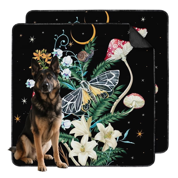 48"x48" Reusable House Training Mat for Dogs, Washable Pee Pad with Non-Skid Rubber Backing and Nature Plant Patterns (Plant patterns)
