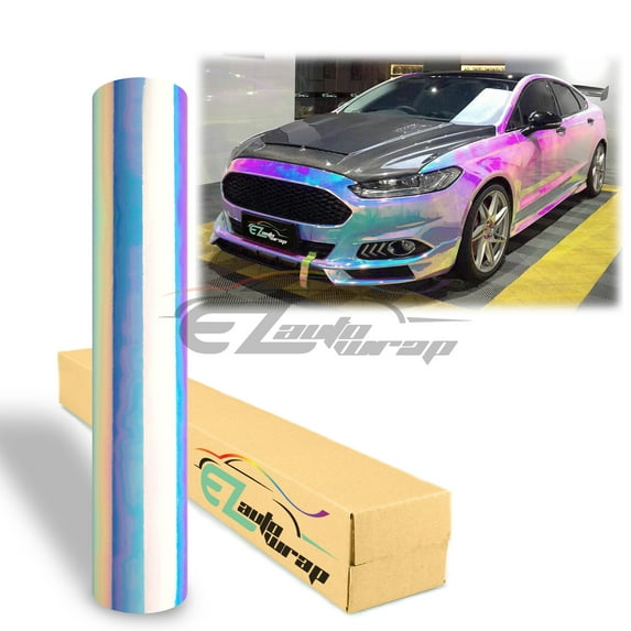 48"x53" Premium White Neo Chrome Rainbow Holographic Vinyl Wrap Sticker Decal Air Release