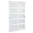 thumbnail image 1 of 48"x80" 5-Lite Glass Bypass Sliding Closet Door Set,Solid Wood/MDF PVC,Hardware Included, 1 of 11
