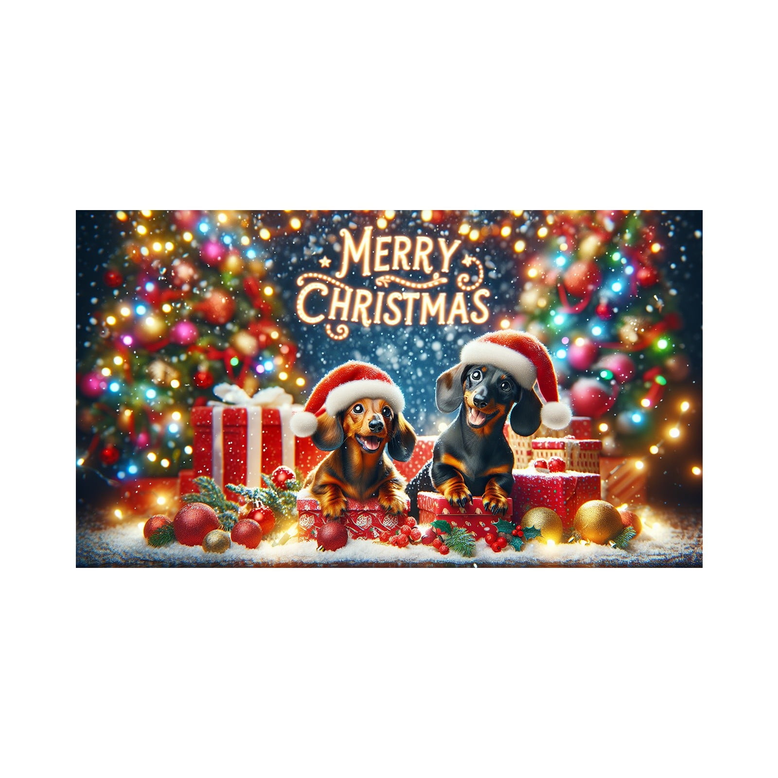 480*210cm Christmas Sausage Dog Garage Door Banner Large Christmas Car