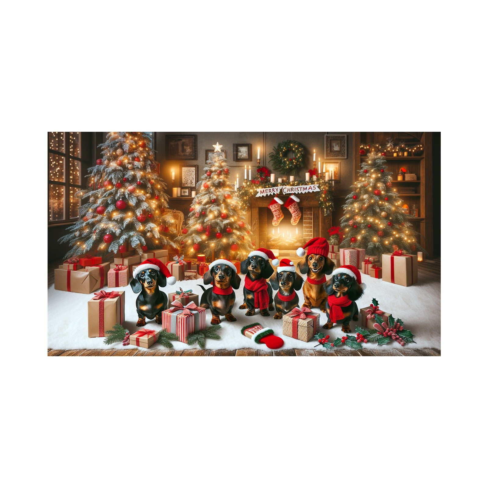 480*210cm Christmas Sausage Dog Garage Door Banner Large Christmas