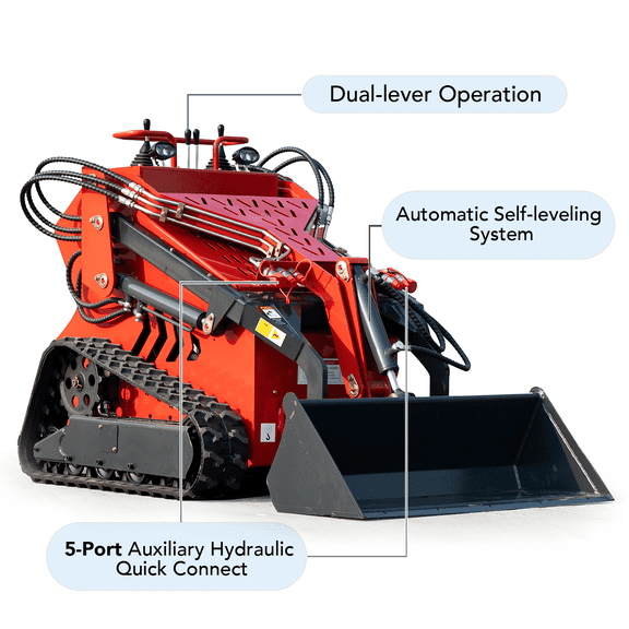 480 2645Lbs 3-Pump 23HP EPA Gas Engine Tracked Mini Skid Steer Loader 739CC Hydraulic Stand-On Compact Loader with Bucket High Flow 13GPM