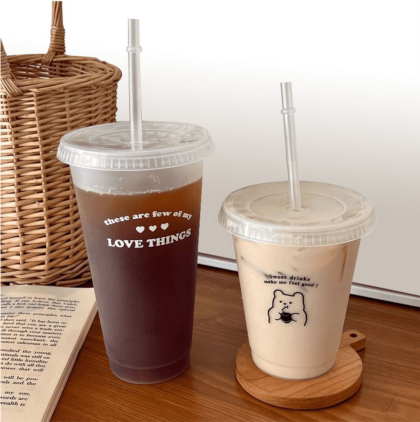 13.5oz Glass Cups with Lids and Straws – Blak Hom