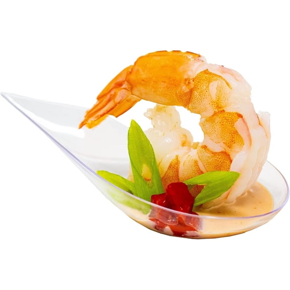 480 Case Tiny Clear Appetizer Plates Mini Plastic Dessert Spoons Professional-Grade Recyclable Party Small Serving Platter Clear Disposable Plates Serving Tray for Events CMJJ