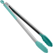 U-Taste Kitchen Tong for Cooking, 480ºF Heat-Resistant Silicone Tips, Extra Long Large Food Tong for Outdoor BBQ Grilling Grabbing, 16in, Aqua Sky