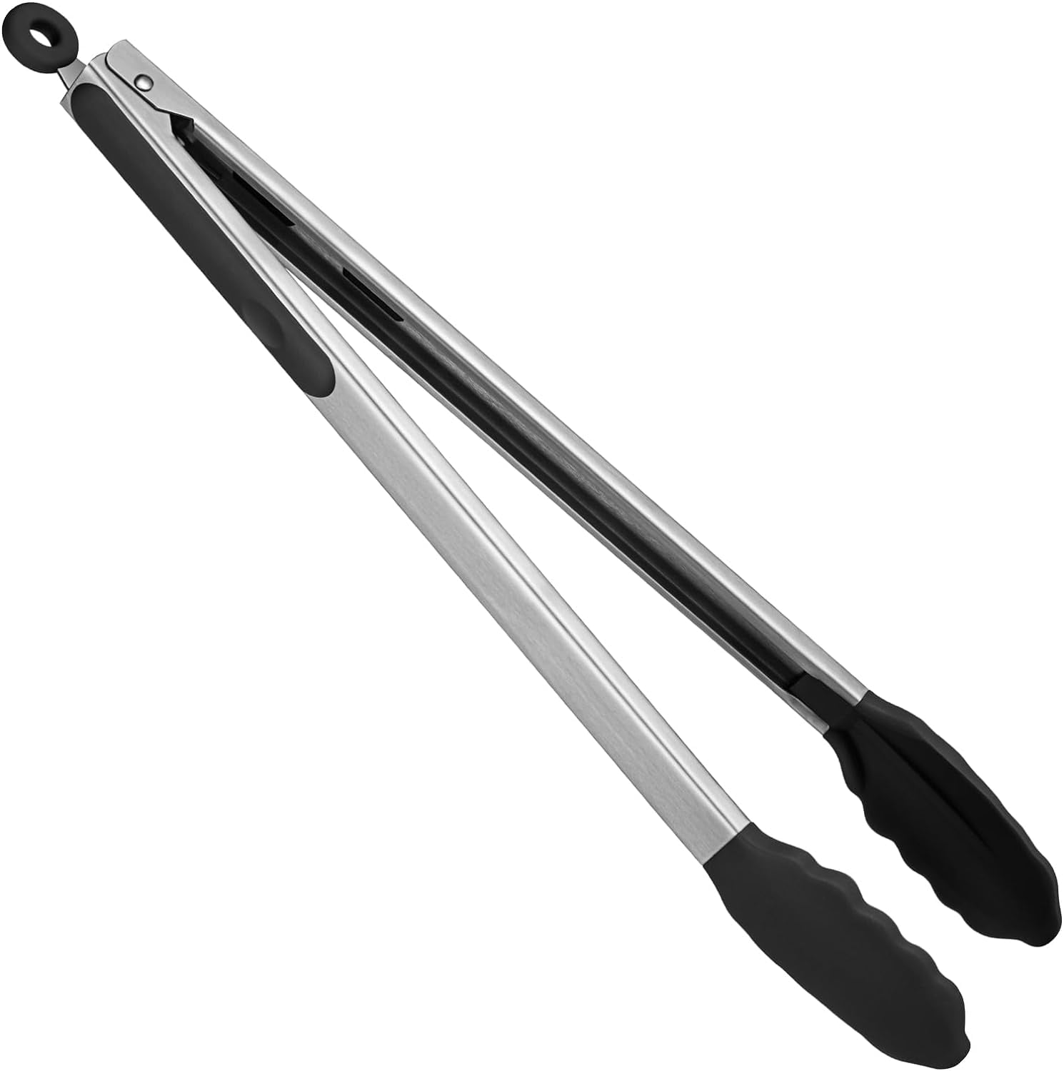 Black 16" Silicone and Stainless Steel Heat Resistant Kitchen Tongs