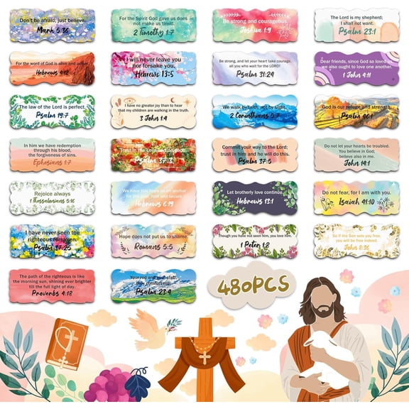 480 PCS Bible Verse Stickers, Scripture Stickers | Inspirational Christian Decals, Religious, Bible Quote, Jesus Faith, For Journaling Scrapbooking Prayer Board
