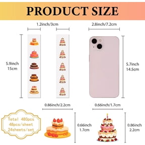 480 Pcs Cake Stickers for Water Bottle Cute Vinyl Waterproof Vsco Laptop Stickers Small Self-Adhesive Dots Labels Craft for Scrapbook DIY Cake Store Window Door Decoration Table 2.2x1.7cm