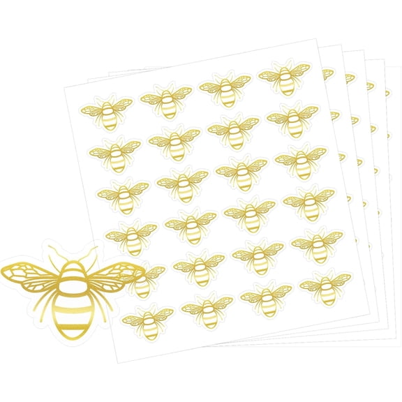 480 Piece Bee Stickers Gold Foil Envelope Seal Label Queen Decals Self Adhesive Clear Spring Summer Gift Card Craft Party Favors